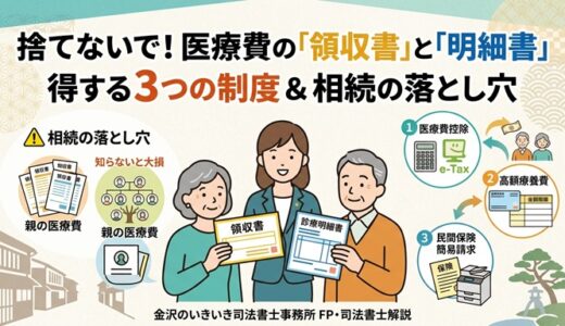 【2026年最新】医療費の「領収書」と「明細書」で申請するとお得になる3つの制度｜金沢の司法書士・FPが解説